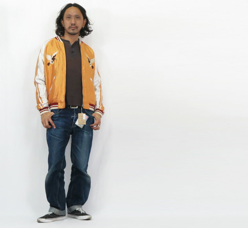 Tailor Toyo テイラー東洋 Reversible Acetat Satin Sukajan WHITE DRAGON × EAGLE Stickjacke TT15682-119