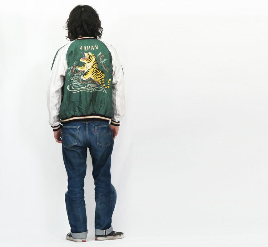 เทเลอร์โตโย เทเลอร์โตโย Tailor Toyo แจ็คเก็ตสกาจังผ้าซาตินกลับด้าน อาเซเตท ROARING TIGER × JAPAN MAP ปัก TT15682-145