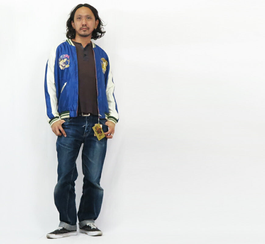 เทเลอร์โตโย เทเลอร์โตโย Tailor Toyo แจ็คเก็ตสกาจังผ้าซาตินกลับด้าน อาเซเตท WHITE EAGLE × LANDSCAPE ปัก TT15682-162
