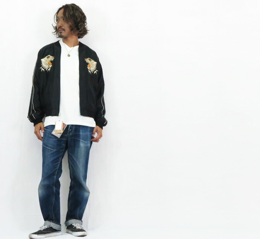 テーラー東洋 テイラー東洋 Tailor Toyo リバーシブル アセテート サテン スカジャン WHITE TIGER × GOLD DRAGON 刺繍 ジャケット TT15790-119