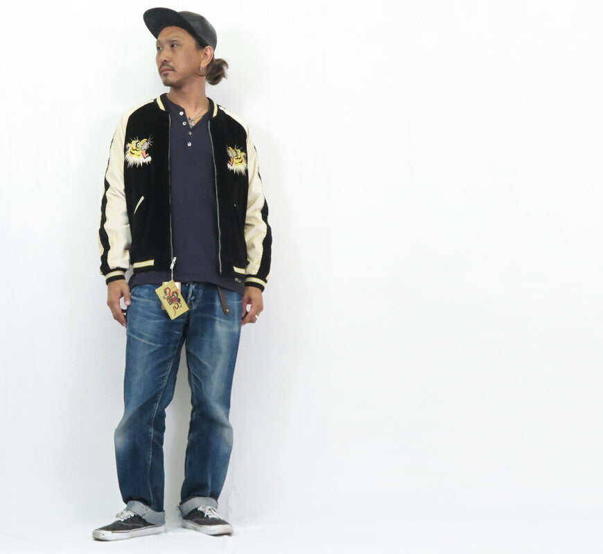 テーラー東洋 テイラー東洋 Tailor Toyo 2TONE ベロア × サテン スカジャン TIGER HEAD × GOLD DRAGON ジャケット TT15795