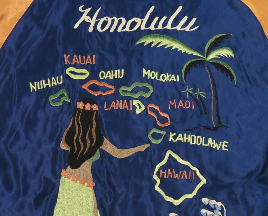เทเลอร์โตโย Tayor Toyo แจ็กเก็ตสกาจังผ้าซาตินอะเซเตตแบบกลับด้าน HAWAII MAP × DRAGON & TIGER ปัก TT15877-128 【คอลเลกชันฤดูใบไม้ผลิ/ฤดูร้อน 2026】