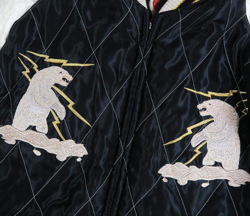 Áo sukajan satin nhung × chần bông Tailor Toyo, POLAR BEAR × ALASKA MAP, áo khoác nhung TT15974-145 【Mẫu mới Thu Đông 2026】