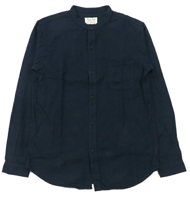 UES ウエス Dobby Indigo Stehkragen Hemd Langarm 502505