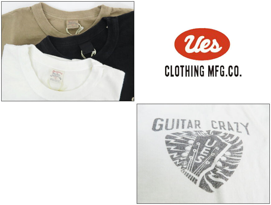 UES ウエス GUITAR CRAZY ギター クレイジー バインダーネック 半袖 Tシャツ  652507