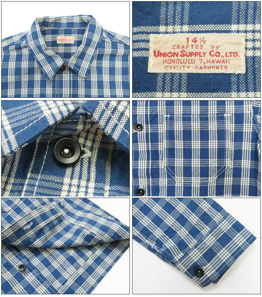 サンサーフ SUN SURF ユニオンサプライ 長袖 UNION SUPPLY PALAKA CHECK SHIRT BLOUSE  パラカチェック ハワイアンワークウェア US15901 【2026年春夏新作】