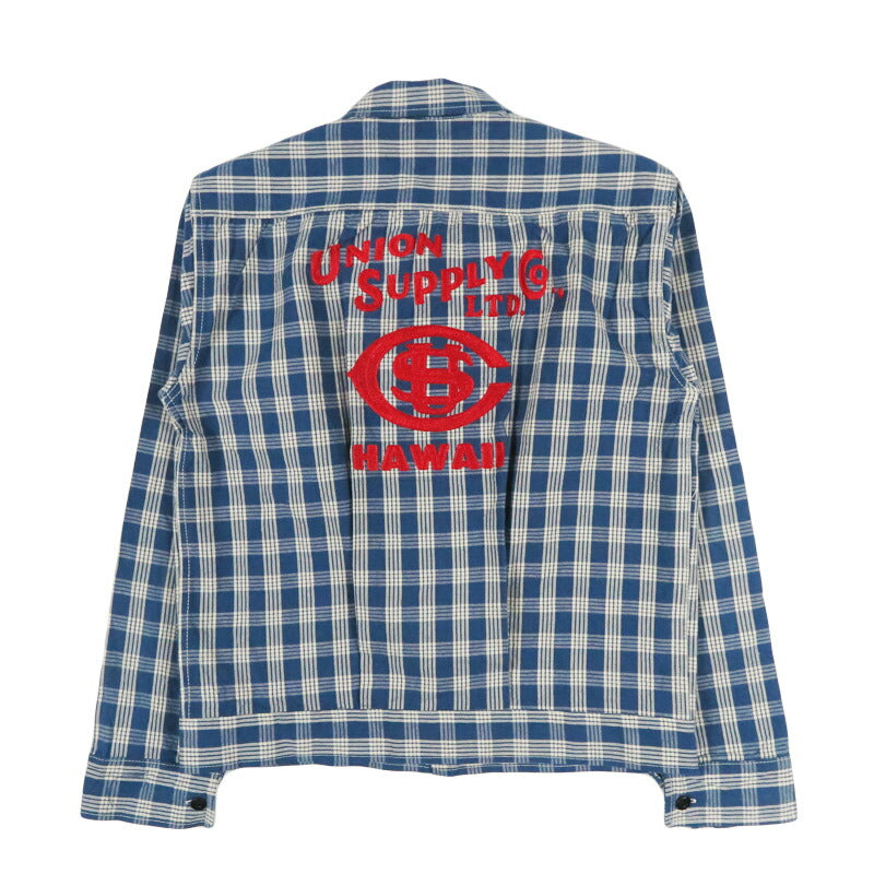 サンサーフ SUN SURF ユニオンサプライ 長袖 パラカチェックシャツ  UNION SUPPLY PALAKA CHECK SHIRT BLOUSE W/chain emb'd ハワイアンワークウェア US15902 【2026年春夏新作】