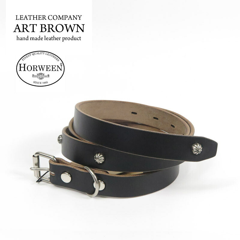 ART BROWN アートブラウン ホーウィン社 クロムエクセル レザー ロング ベルト ブラススタッズ コンチョ 本革 VDB21166AB 【2026年春夏新作】