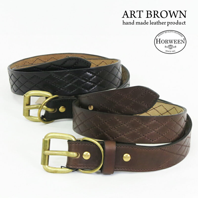 ART BROWN Horween Chromexcel Leder Steppnaht Gürtel VGB35109AB