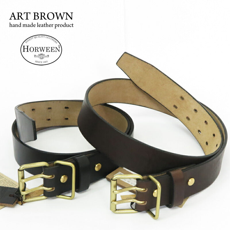 ART BROWN アートブラウン Horween Chromexcel Leder 40mm Doppelstift-Gürtel VGB40104AB