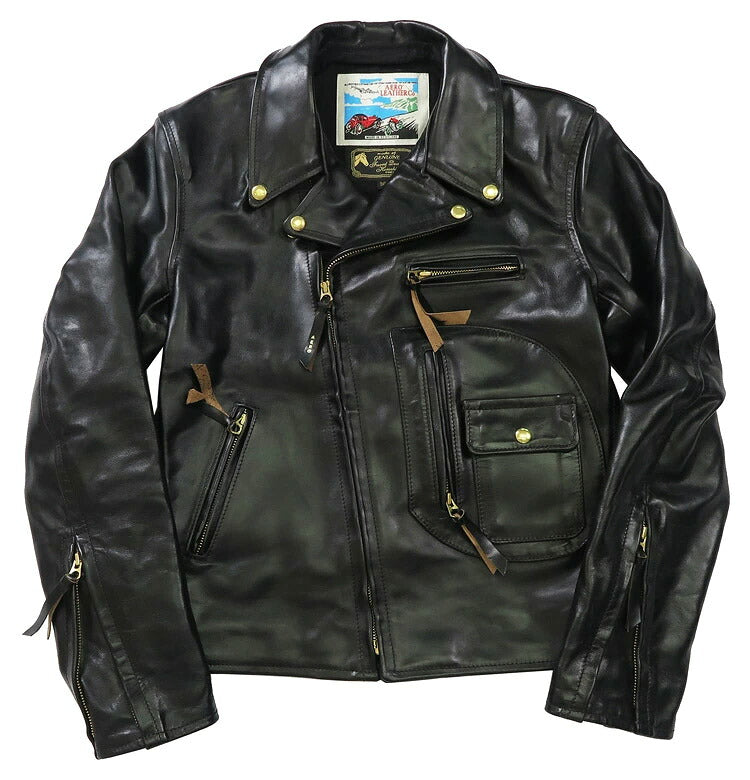 【即納在庫】エアロレザー AERO LEATHER ライダースジャケット VINCENT ヴィンセント ホーウィン社 フロントクォーターホースハイド 馬革 ブラック 38