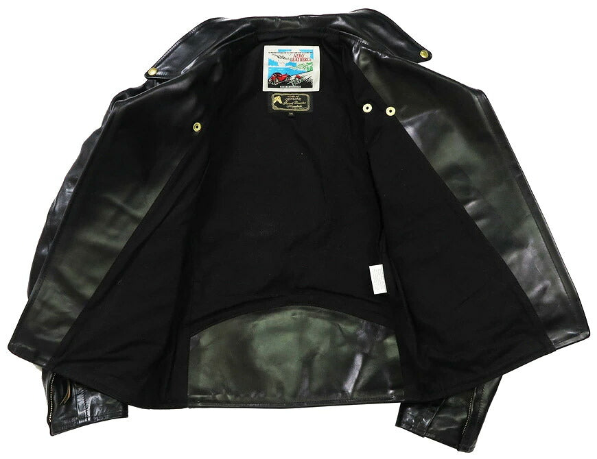 【即納在庫】エアロレザー AERO LEATHER ライダースジャケット VINCENT ヴィンセント ホーウィン社 フロントクォーターホースハイド 馬革 ブラック 38