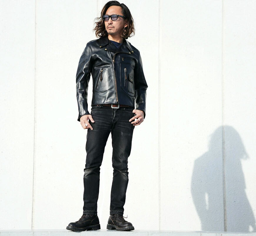 【即納在庫】エアロレザー AERO LEATHER ライダースジャケット VINCENT ヴィンセント ホーウィン社 フロントクォーターホースハイド 馬革 ブラック 38