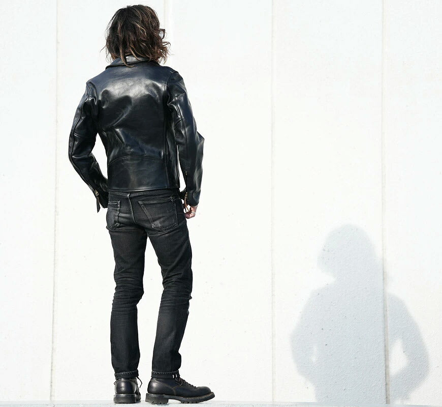 【即納在庫】エアロレザー AERO LEATHER ライダースジャケット VINCENT ヴィンセント ホーウィン社 フロントクォーターホースハイド 馬革 ブラック 38