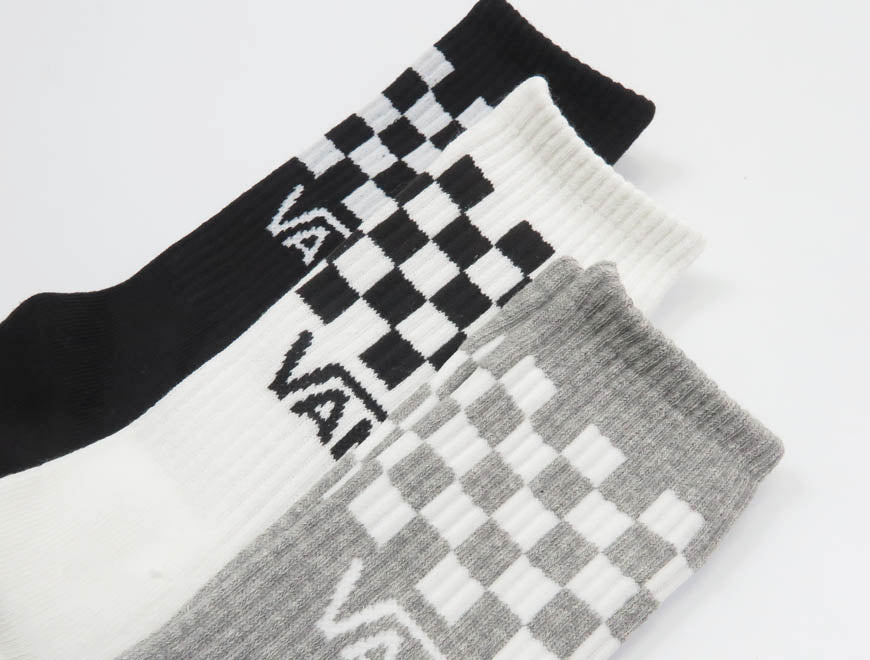 แวนส์ VANS ถุงเท้าคลาสสิกเช็คแบบครู สีดำ / ขาว / เทา 3 คู่ ชุดแวนส์ VN000QBUY28