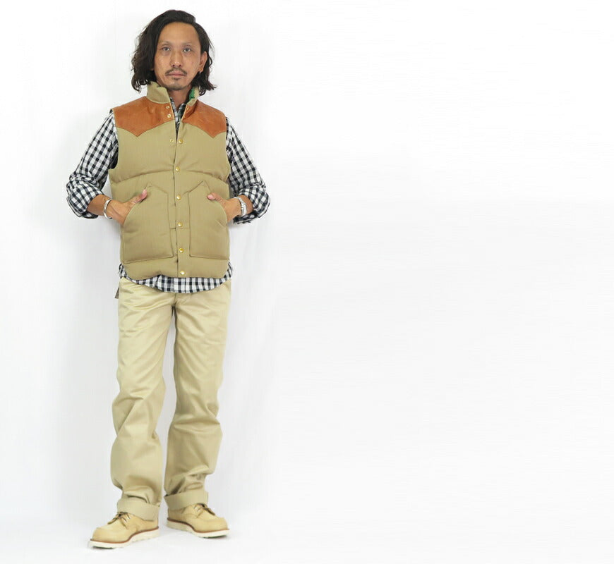 ウェアハウス WAREHOUSE ロッキーマウンテン フェザーベッド ROCKY MOUNTAIN FEATHERBED คอตตอนแคนวาส ダウンเวสต์ ホースไฮด์ เลเซอร์ยอร์ค NYLON DOWN VEST ขนเป็ดขาว WH2223
