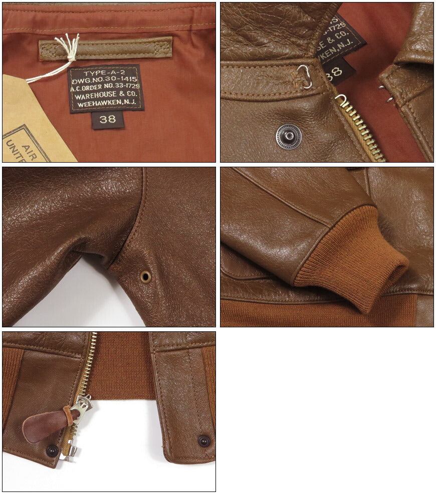 ウェアハウス WAREHOUSE Chaqueta de vuelo tipo A-2 Werber Leather Coat Co. MODELO PRIMERO ORDER NO.33-1729 Lot.2232