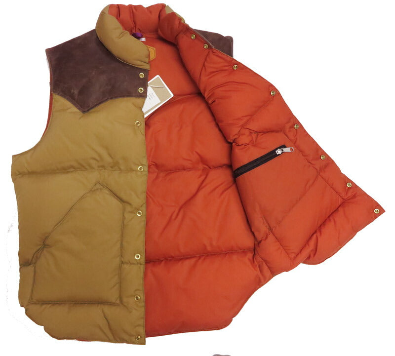 ウェアハウス WAREHOUSE Rocky Mountain Featherbed Nylon Daunenweste Pferdeleder Lederpasse NYLON DOWN VEST Weiße Entendaune WH2234