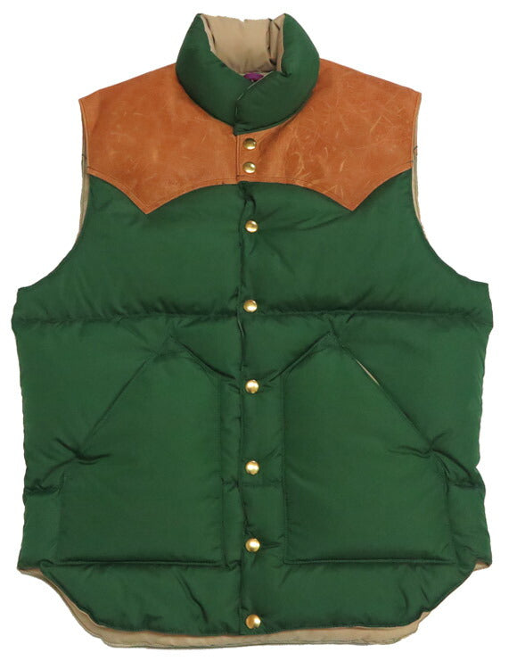 ウェアハウス WAREHOUSE Rocky Mountain Featherbed Nylon Daunenweste Pferdeleder Lederpasse NYLON DOWN VEST Weiße Entendaune WH2234