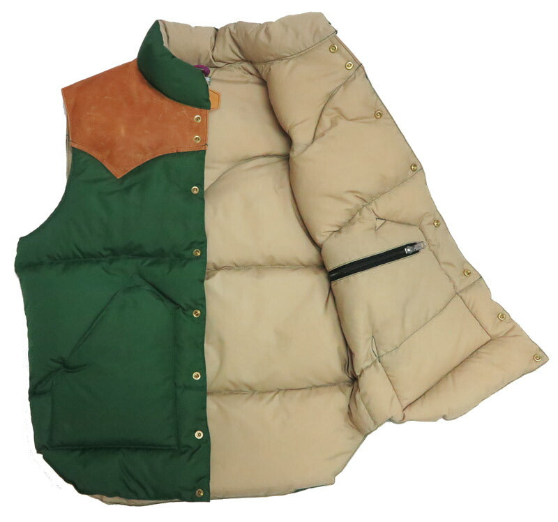 ウェアハウス WAREHOUSE Rocky Mountain Featherbed Nylon Daunenweste Pferdeleder Lederpasse NYLON DOWN VEST Weiße Entendaune WH2234