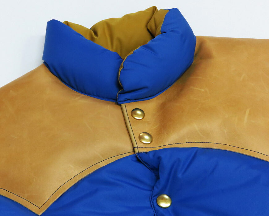 ウェアハウス WAREHOUSE Rocky Mountain Featherbed Nylon Daunenweste Pferdeleder Lederpasse NYLON DOWN VEST Weiße Entendaune WH2234