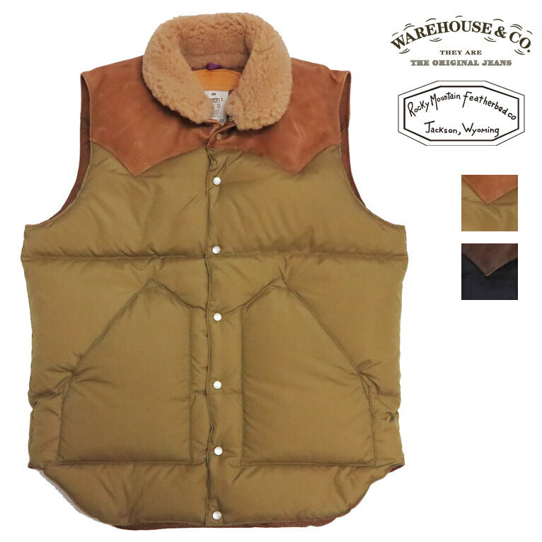 ウェアハウス WAREHOUSE ロッキーマウンテン フェザーベッド ROCKY MOUNTAIN FEATHERBED ไนลอน คริสตี้ เสื้อกั๊กดาวน์ โยคหนังม้าฮอร์สไฮด์ NYLON CHRISTY DOWN VEST ขนเป็ดขาว WH2235