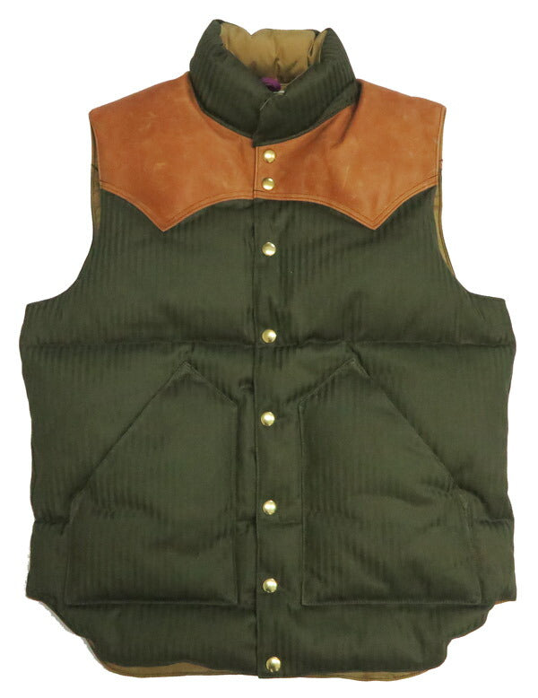 ウェアハウス WAREHOUSE ロッキーマウンテン フェザーベッド ROCKY MOUNTAIN FEATHERBED 硫化染コットンヘリンボーン ダウンベスト ホースハイド レザーヨーク NYLON DOWN VEST ホワイトダックダウン WH2236