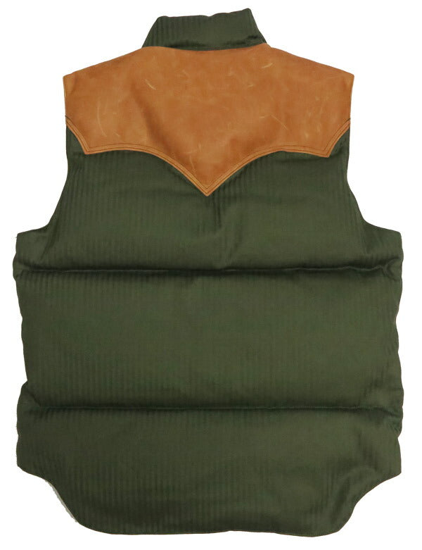 ウェアハウス WAREHOUSE ロッキーマウンテン フェザーベッド ROCKY MOUNTAIN FEATHERBED 硫化染コットンヘリンボーン ダウンベスト ホースハイド レザーヨーク NYLON DOWN VEST ホワイトダックダウン WH2236