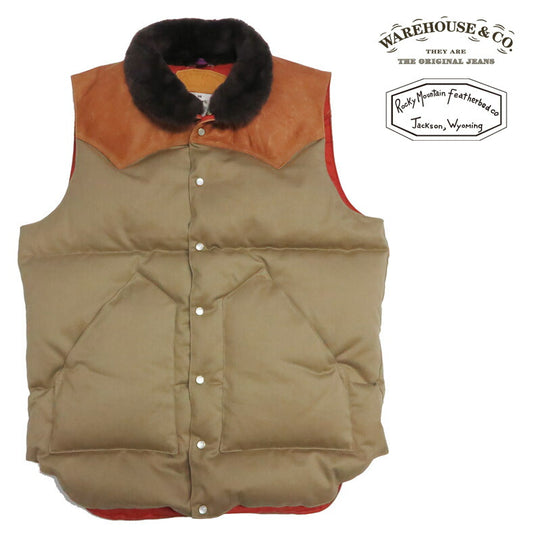 ウェアハウス WAREHOUSE ロッキーマウンテン フェザーベッド ROCKY MOUNTAIN FEATHERBED ウェストポイントクロス クリスティ ダウンベスト ホースハイド レザーヨーク NYLON CHRISTY DOWN VEST ホワイトダックダウン WH2238
