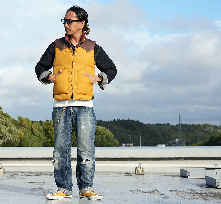 ウェアハウス WAREHOUSE ロッキーマウンテン フェザーベッド ROCKY MOUNTAIN FEATHERBED ナイロン ダウンベスト ホースハイド レザーヨーク NYLON DOWN VEST ホワイトダックダウン WH2245 【2026年秋冬新作】