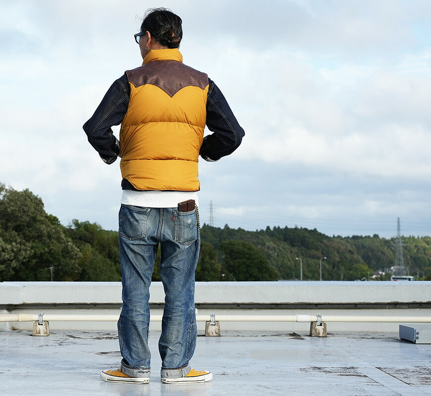 ウェアハウス WAREHOUSE ロッキーマウンテン フェザーベッド ROCKY MOUNTAIN FEATHERBED ナイロン ダウンベスト ホースハイド レザーヨーク NYLON DOWN VEST ホワイトダックダウン WH2245 【2026年秋冬新作】