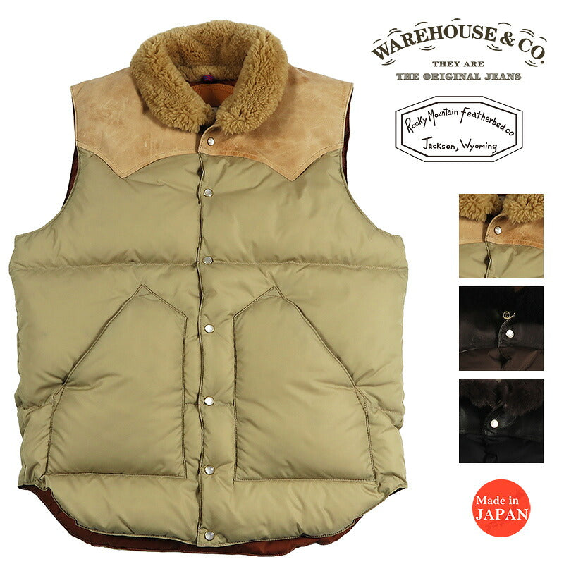 ウェアハウスWAREHOUSEロッキーマウンテンフェザーベッドROCKYMOUNTAINFEATHERBEDナイロンクリスティダウンベストホースハイドレザーヨークNYLONCHRISTYDOWNVESTホワイトダックダウンWH2235【2025年秋冬新作】