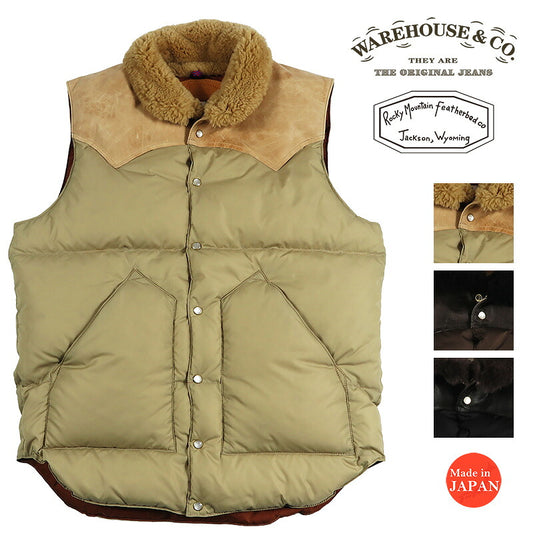 ウェアハウスWAREHOUSEロッキーマウンテンフェザーベッドROCKYMOUNTAINFEATHERBEDナイロンクリスティダウンベストホースハイドレザーヨークNYLONCHRISTYDOWNVESTホワイトダックダウンWH2235【2025年秋冬新作】