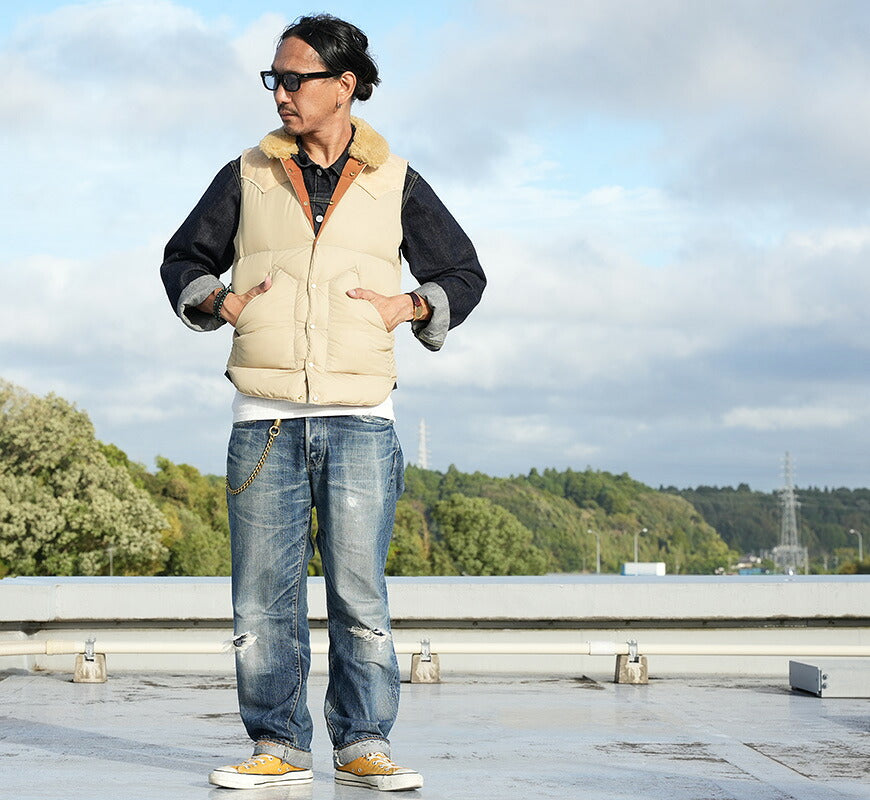 ウェアハウス WAREHOUSE ロッキーマウンテン フェザーベッド ROCKY MOUNTAIN FEATHERBED ナイロン クリスティ ダウンベスト ホースハイド レザーヨーク NYLON CHRISTY DOWN VEST ホワイトダックダウン WH2246 【2026年秋冬新作】