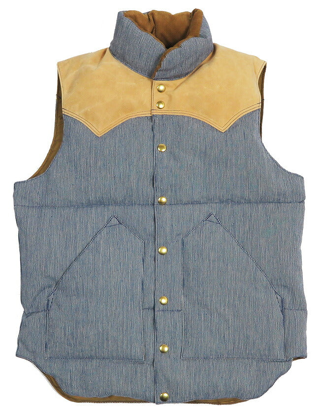 ウェアハウス WAREHOUSE ロッキーマウンテン フェザーベッド ROCKY MOUNTAIN FEATHERBED ピンストライプ ダウンベスト ホースハイド レザーヨーク PIN STRIPE DOWN VEST ホワイトダックダウン WH2247 【2026年秋冬新作】