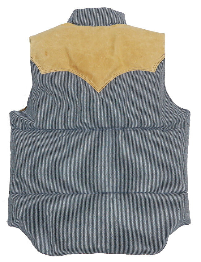 ウェアハウス WAREHOUSE ロッキーマウンテン フェザーベッド ROCKY MOUNTAIN FEATHERBED ピンストライプ ダウンベスト ホースハイド レザーヨーク PIN STRIPE DOWN VEST ホワイトダックダウン WH2247 【2026年秋冬新作】