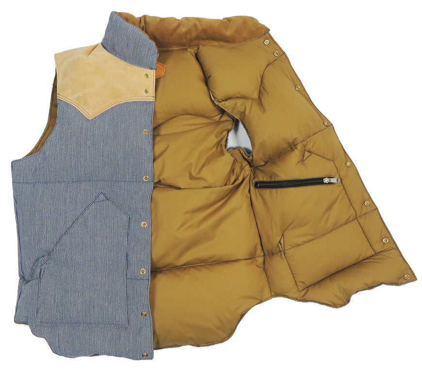 ウェアハウス WAREHOUSE ロッキーマウンテン フェザーベッド ROCKY MOUNTAIN FEATHERBED ピンストライプ ダウンベスト ホースハイド レザーヨーク PIN STRIPE DOWN VEST ホワイトダックダウン WH2247 【2026年秋冬新作】
