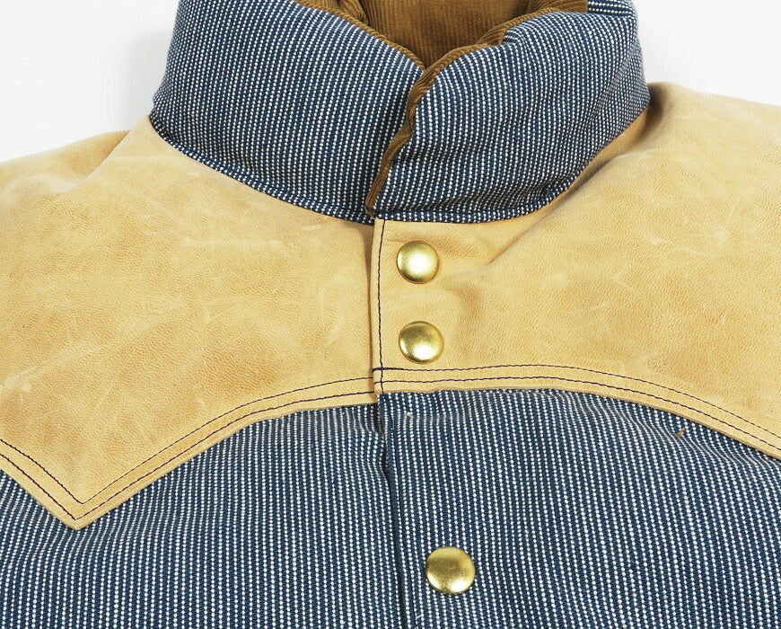ウェアハウス WAREHOUSE ロッキーマウンテン フェザーベッド ROCKY MOUNTAIN FEATHERBED ピンストライプ ダウンベスト ホースハイド レザーヨーク PIN STRIPE DOWN VEST ホワイトダックダウン WH2247 【2026年秋冬新作】