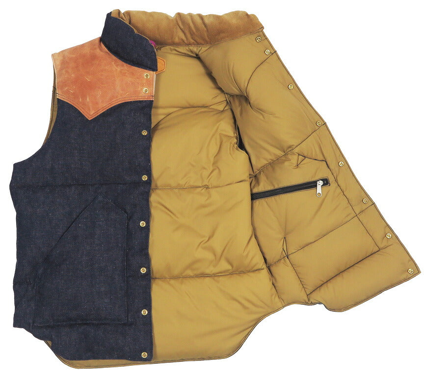ウェアハウス WAREHOUSE ロッキーマウンテン フェザーベッド ROCKY MOUNTAIN FEATHERBED デニム ダウンベスト ホースハイド レザーヨーク DENIM DOWN VEST ホワイトダックダウン WH2248 【2026年秋冬新作】