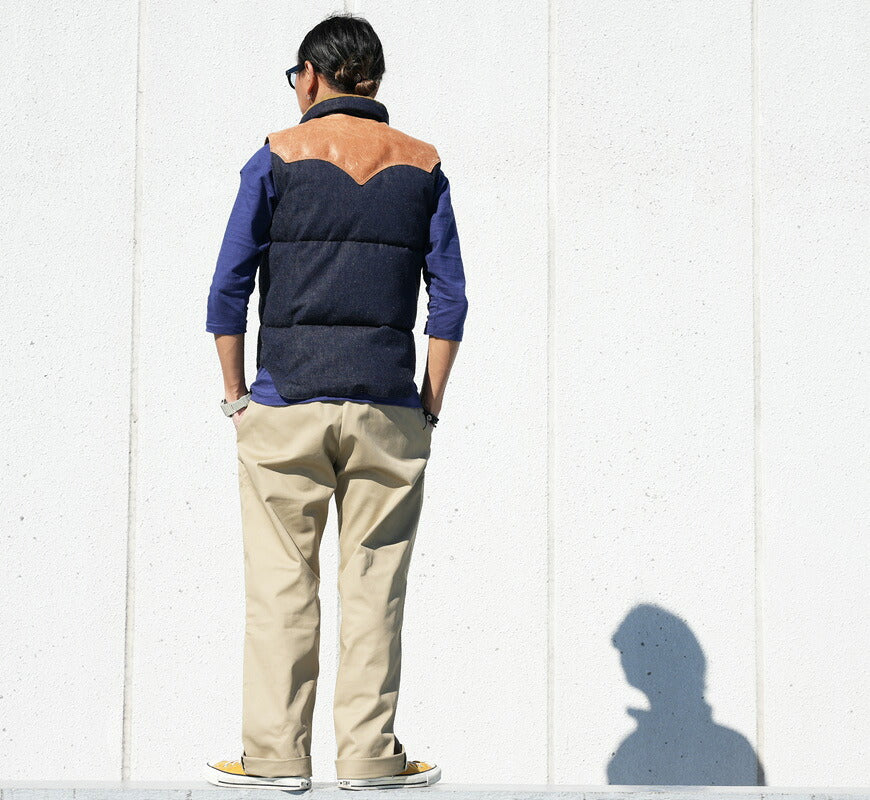 ウェアハウス WAREHOUSE ロッキーマウンテン フェザーベッド ROCKY MOUNTAIN FEATHERBED デニム ダウンベスト ホースハイド レザーヨーク DENIM DOWN VEST ホワイトダックダウン WH2248 【2026年秋冬新作】