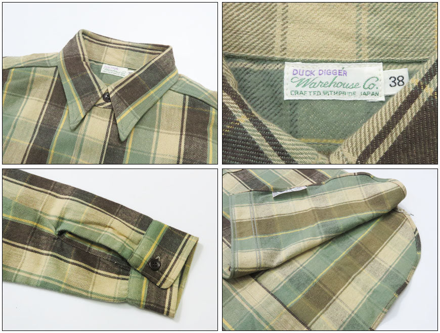 WAREHOUSE Lot 3022 Kariertes Hemd mit Kinnriemen, langärmlig, Flanell, H-Muster