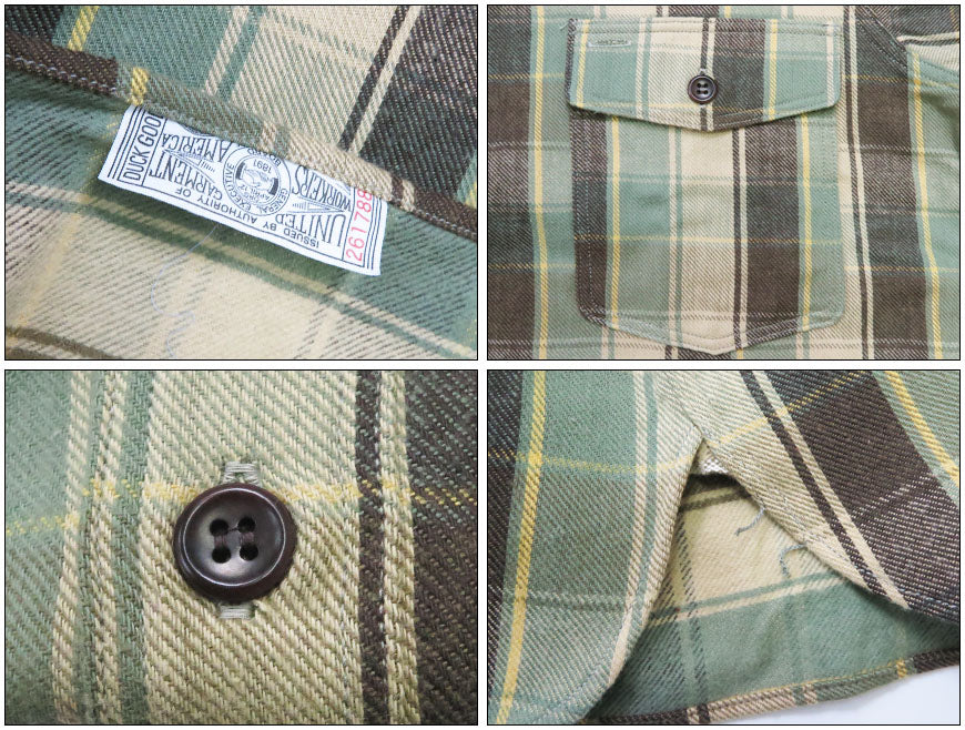 WAREHOUSE Lot 3022 Kariertes Hemd mit Kinnriemen, langärmlig, Flanell, H-Muster