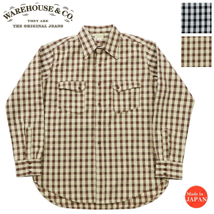 ウェアハウス WAREHOUSE ロングホーンタイプ 長袖 フランネル ウエスタン シャツ Lot.3052