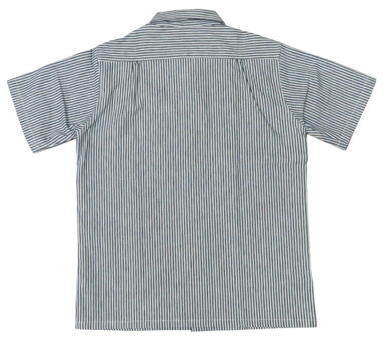 ウェアハウス WAREHOUSE เสื้อเชิ้ตแขนสั้นคอเปิด ลายทาง ไม่ผ่านการซัก Lot.3091
