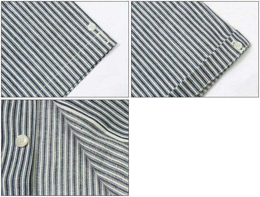 ウェアハウス WAREHOUSE เสื้อเชิ้ตแขนสั้นคอเปิด ลายทาง ไม่ผ่านการซัก Lot.3091