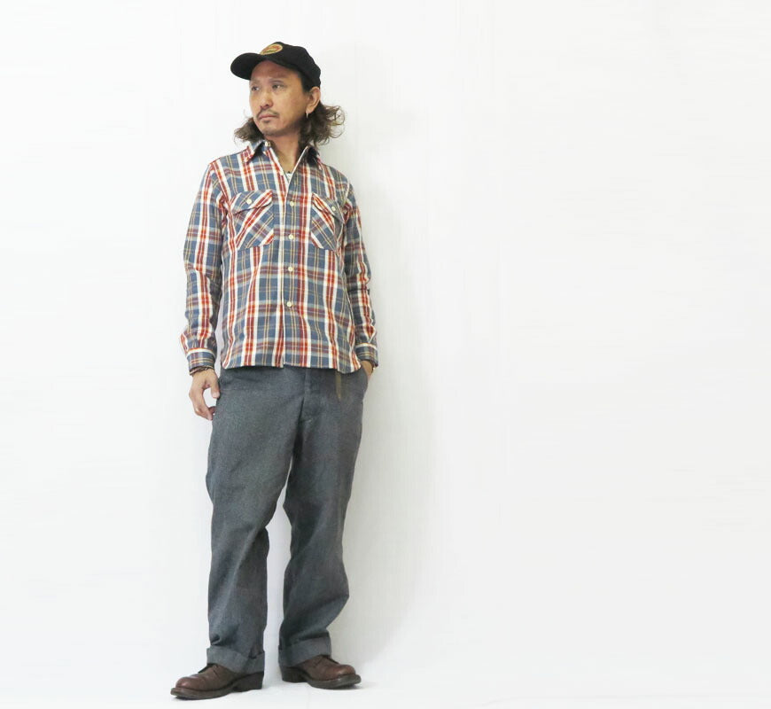 ウェアハウス WAREHOUSE Lot 3104 Kariertes Langarm Flanellhemd F-Muster