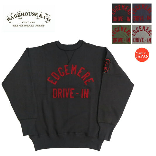 ウェアハウス WAREHOUSE Sweat-shirt à manches longues col rond avec appliqué écusson en feutre Lot.401 EDGEMERE 4 aiguilles 【nouveauté printemps-été 2026】