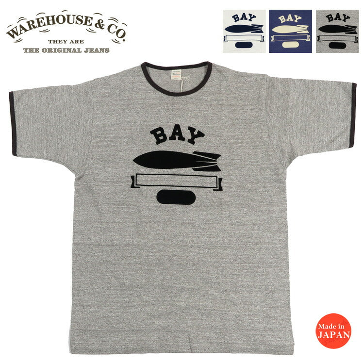 ウェアハウス WAREHOUSE 半袖 フロッキープリント リンガー Tシャツ シャドーボーダー  Lot.4059 BAY 【2026年春夏新作】