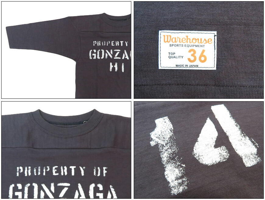 ウェアハウス WAREHOUSE 3/4-Arm T-Shirt Football „GONZAGA HI“ WH4063-GONZAGA