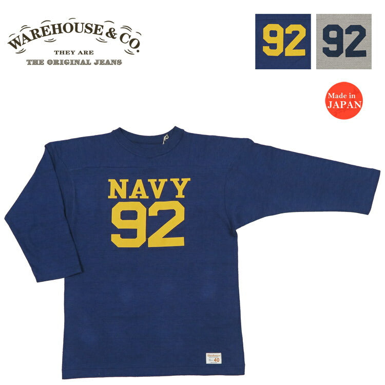 ウェアハウス WAREHOUSE Lot.4063 7分袖 Tシャツ フットボール NAVY92